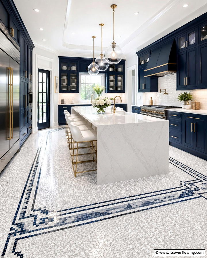 Mosaic Tile Floors - 25 Kitchen Floor Ideas to Transform Your Cooking Space