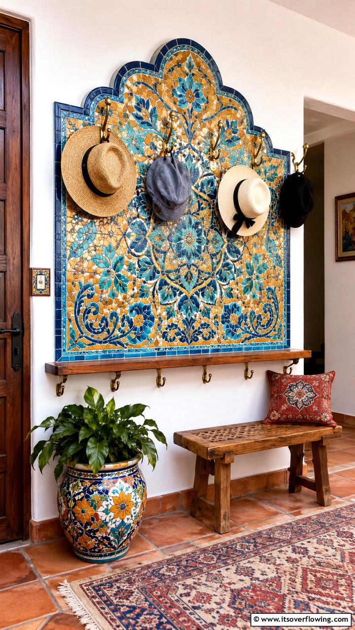 Mosaic Tile Hat Rack - 30 Creative Hat Rack Ideas for Organized Entryways