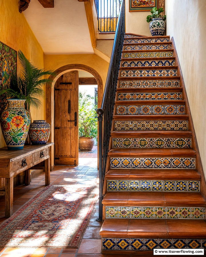 Mosaic Tile Patterns - 25 Stair Riser Ideas to Enhance Your Home’s Interior