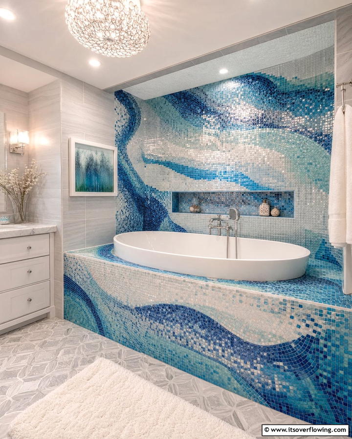 Mosaic Tile Surround - 25 Bathtub Surround Ideas for a Luxurious Bathroom
