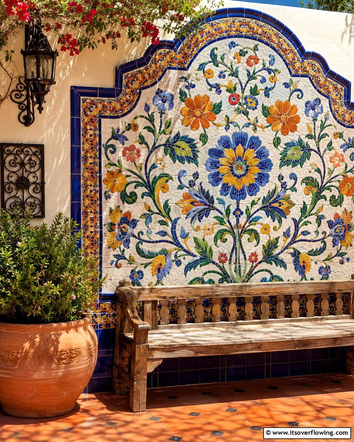 Mosaic Tile Wall - 25 Patio Wall Ideas to Transform Your Outdoor Space
