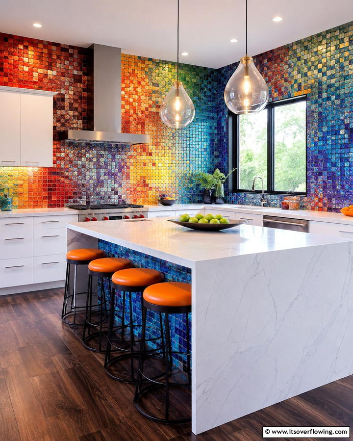 Mosaic Tile Wall - 25 Kitchen Accent Wall Ideas for a Stylish Upgrade