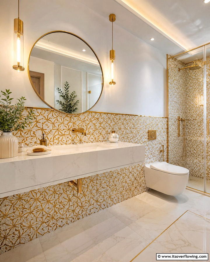 Mosaic Tiles for Artistic Flair - 30 Half-Wall Tile Bathroom Ideas for Functional Style