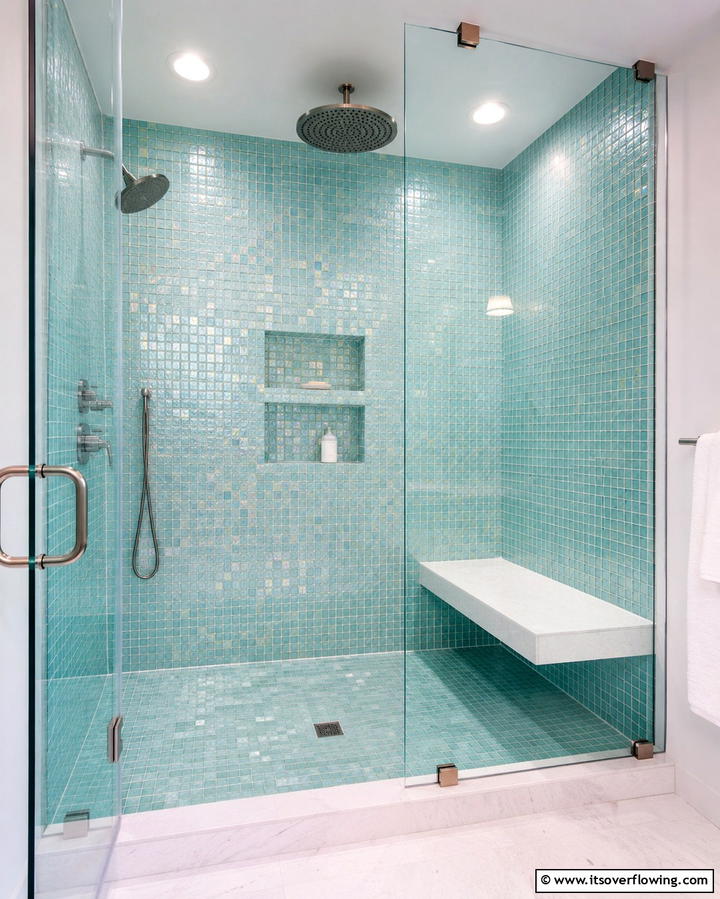 Mosaic Tiles for Intricate Detailing - 25 Walk-in Shower Tile Ideas for a Luxurious Bathroom
