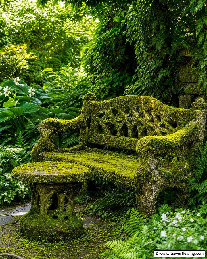 Moss Covered Furniture - 20 Moss Garden Ideas for a Lush and Low-Maintenance Yard