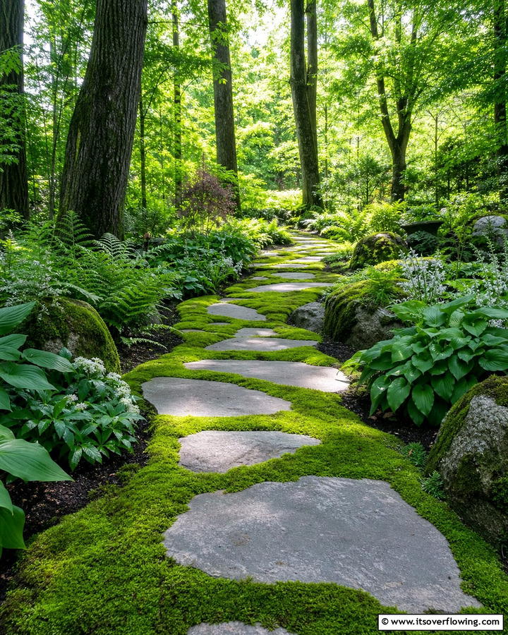 Moss Covered Walkway - 17 Rock Walkway Ideas for Natural and Low-Maintenance Paths