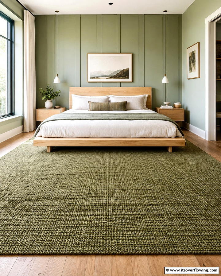 Moss Green Area Rugs - 30 Green Bedroom Decor Ideas for Calming Retreats