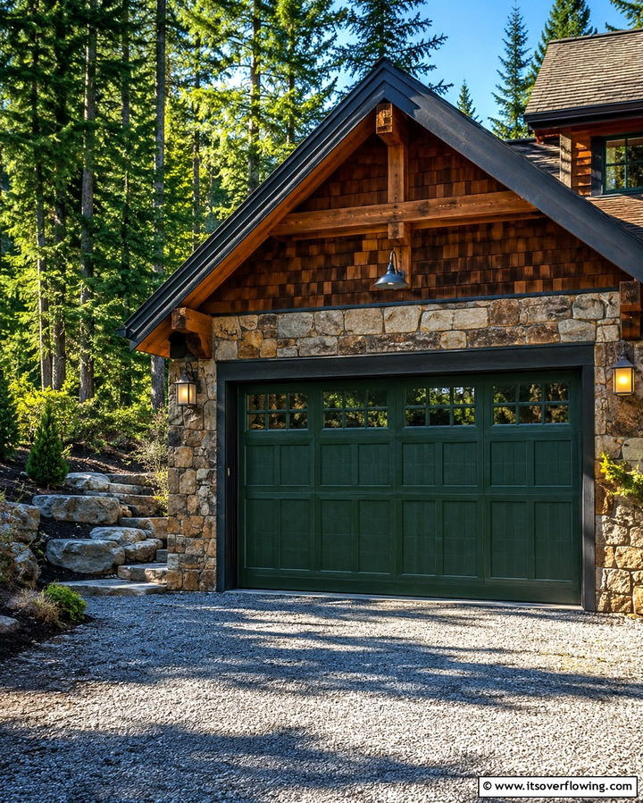 Moss Green Garage Door for a Natural Aesthetic - 25 Green Garage Door Ideas for a Stylish Exterior