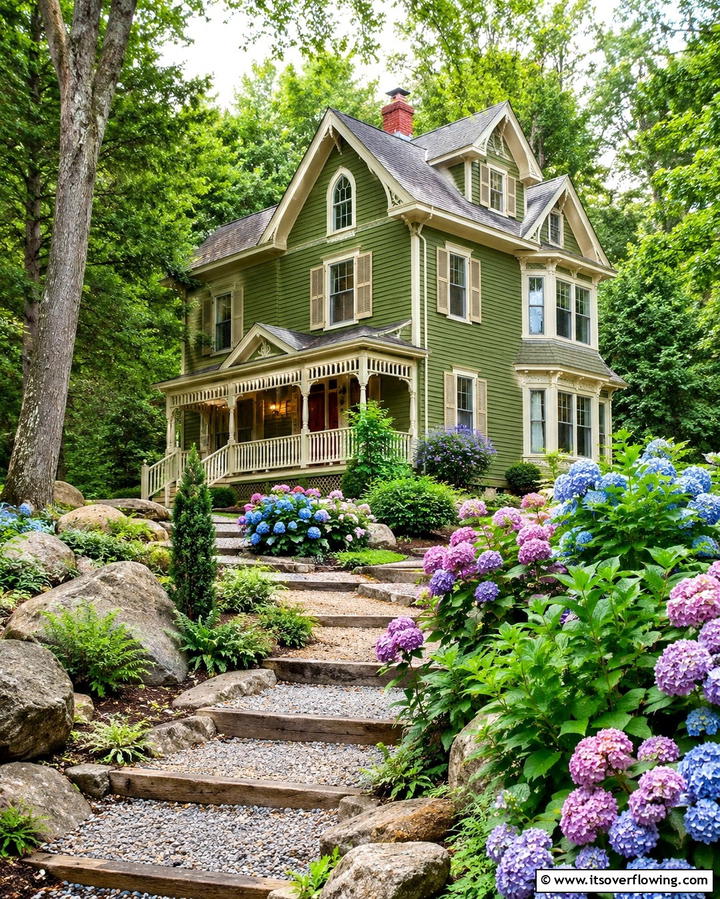 Moss Green Harmony - 25 Green Victorian House Colors for Historic Charm