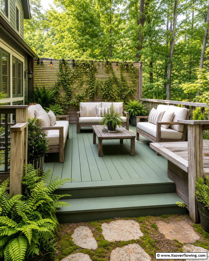 Moss Green and Weathered Wood - 30 Two-Tone Deck Color Schemes for Dynamic Outdoor Spaces