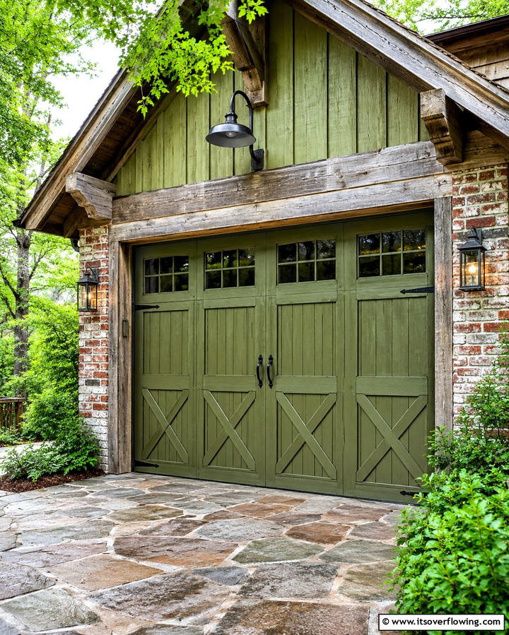 Moss Green for a Rustic Charm - 25 Green Garage Door Ideas for a Stylish Exterior