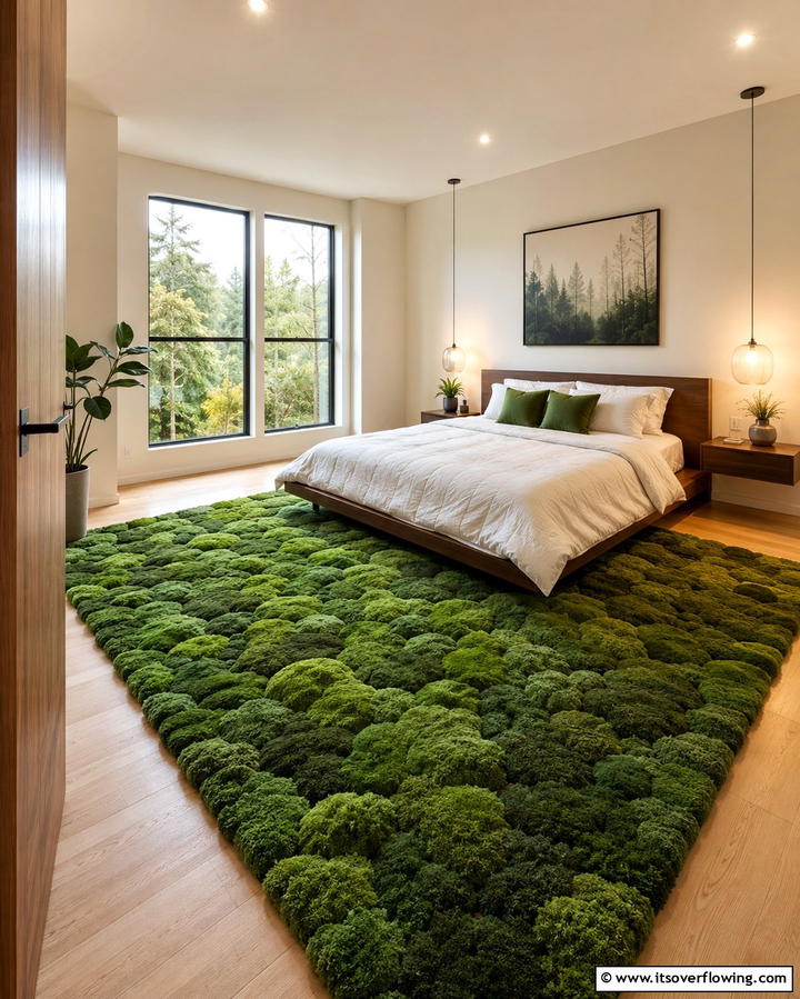 Moss Inspired Rugs - 30 Forest-Themed Bedroom Ideas for Nature-Inspired Retreats