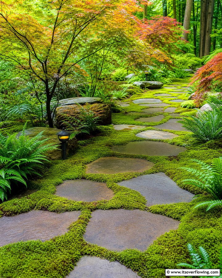 Moss Pathway Accents - 20 Moss Garden Ideas for a Lush and Low-Maintenance Yard