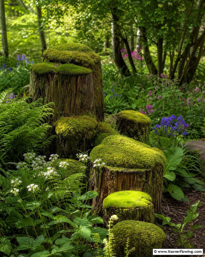 Moss Stump Gardens - 20 Moss Garden Ideas for a Lush and Low-Maintenance Yard