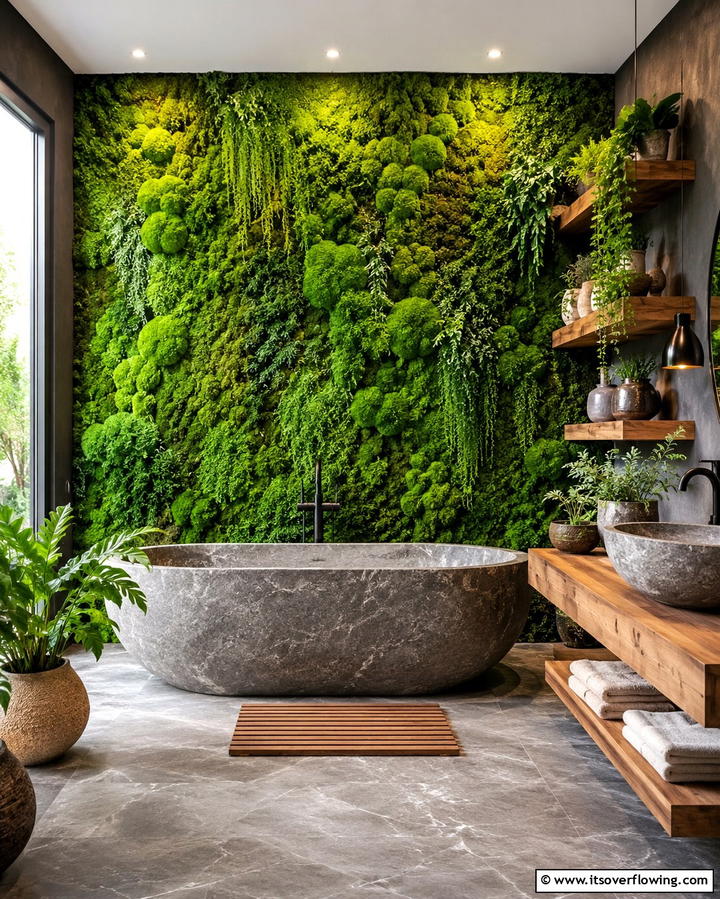 Moss Wall Art - 25 Earthy Bathroom Ideas for a Natural Retreat