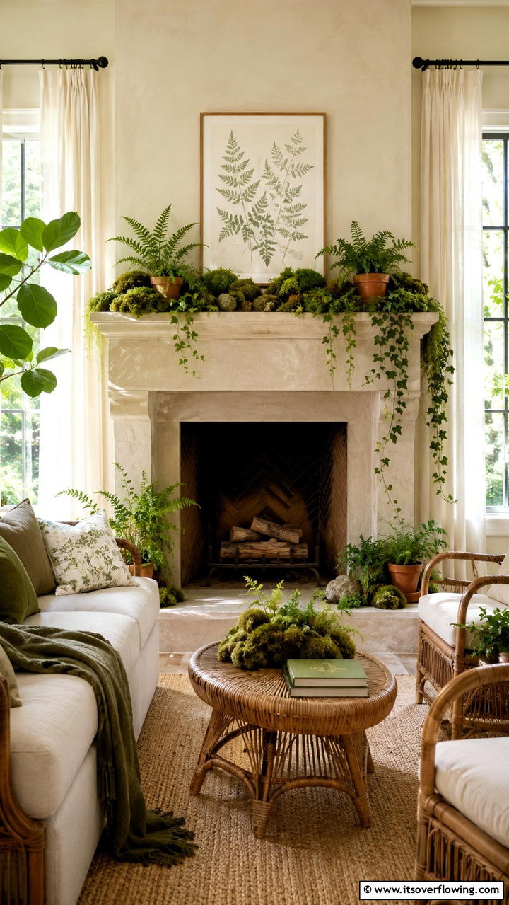 Mossy Greenery - 30 Fall Mantel Decor Ideas for Seasonal Coziness