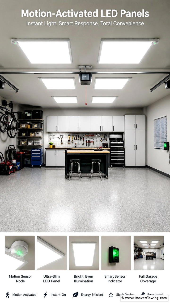 Motion Activated LED Panels - 30 Garage Lighting Ideas for Bright, Functional Spaces