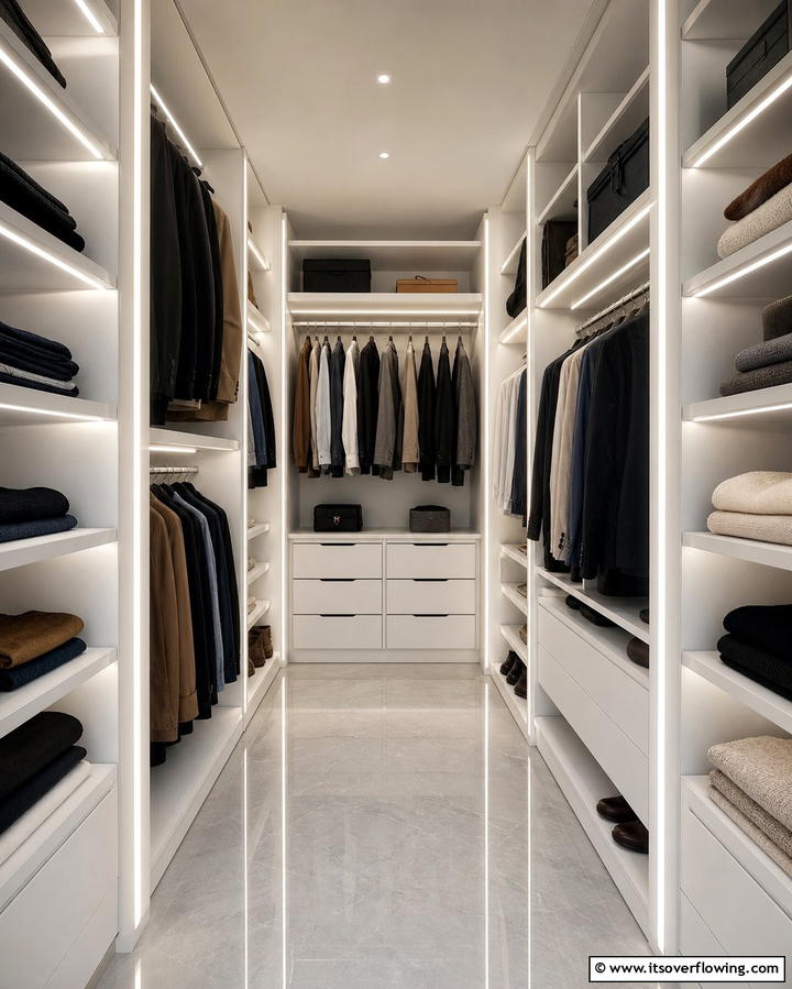 Motion Activated LED Strips - 25 Bright Closet Lighting Ideas for Organized Spaces