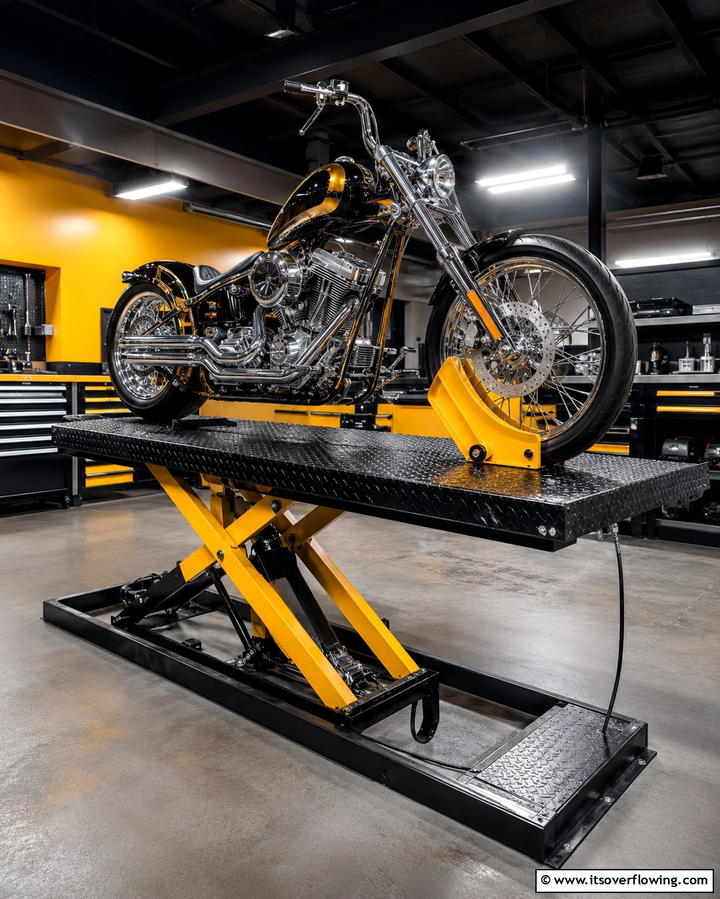 Motorcycle Lift Table - 25 Motorcycle Garage Ideas for Bike Enthusiasts