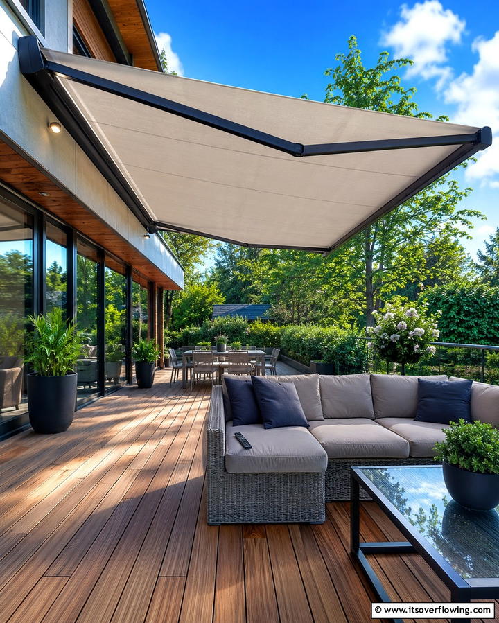 Motorized Awning for Ultimate Convenience - 25 Stunning Deck Awning Ideas for Outdoor Living