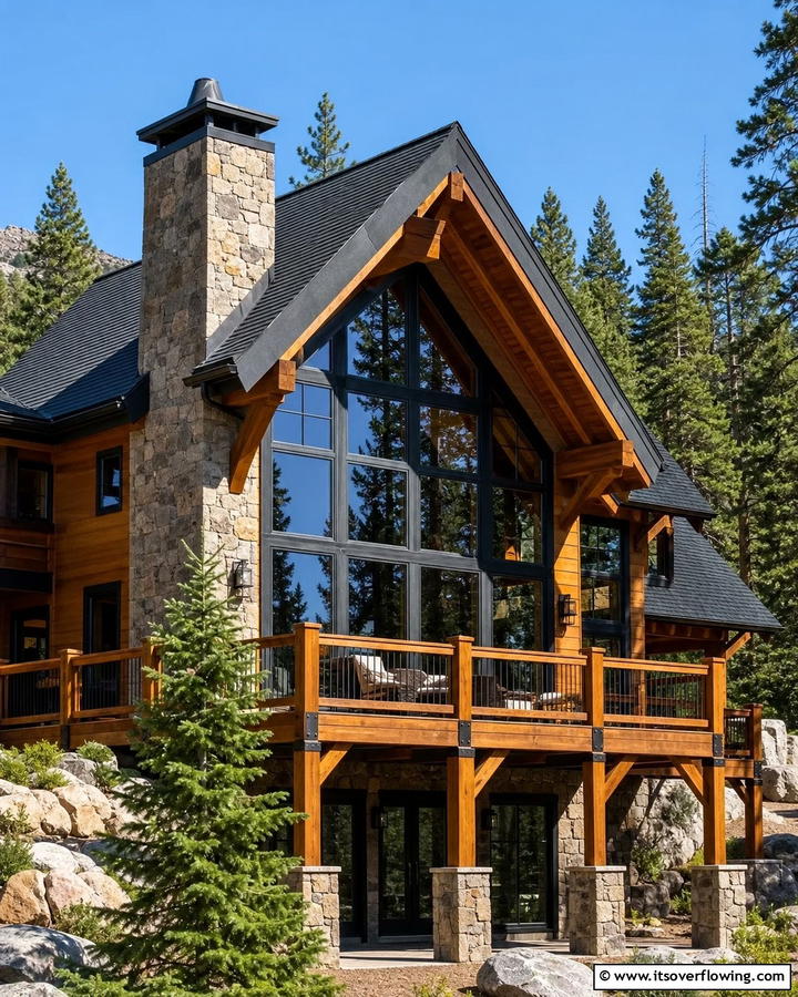 Mountain Retreat - 25 Tan House With Black Trim Design Ideas for Elegance