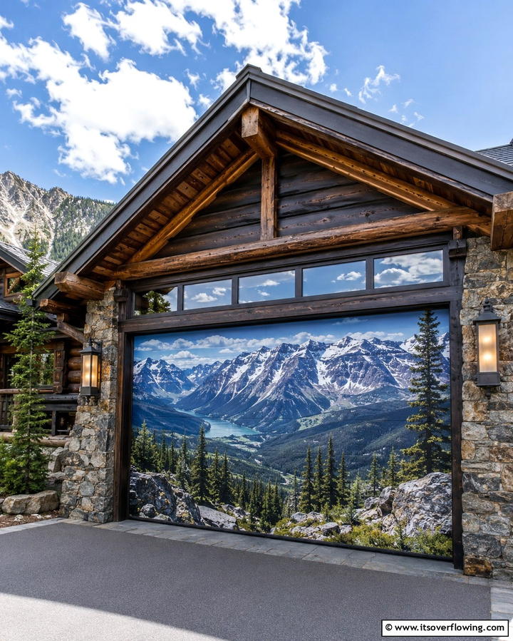 Mountain Vista Grandeur - 30 Garage Door Mural Ideas for Creative Curb Appeal