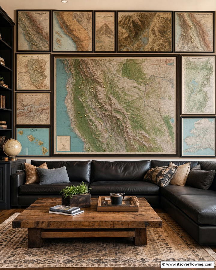 Mounted Map Walls - 25 Hunting Room Ideas for the Ultimate Sportsman’s Retreat
