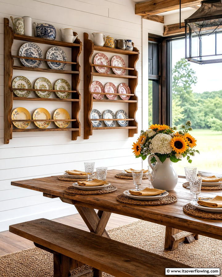 Mounted Plate Racks - 25 Dining Room Wall Decor Ideas to Elevate Your Space