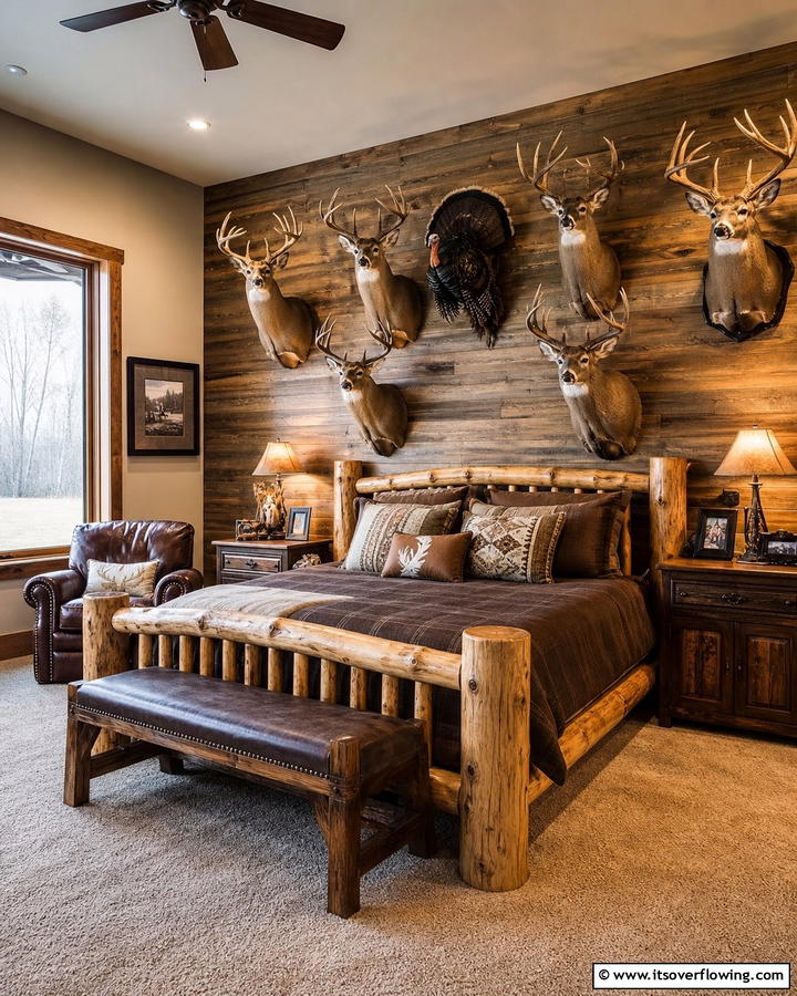 Mounted Trophy Displays - 20 Hunting Bedroom Ideas for a Rustic Retreat