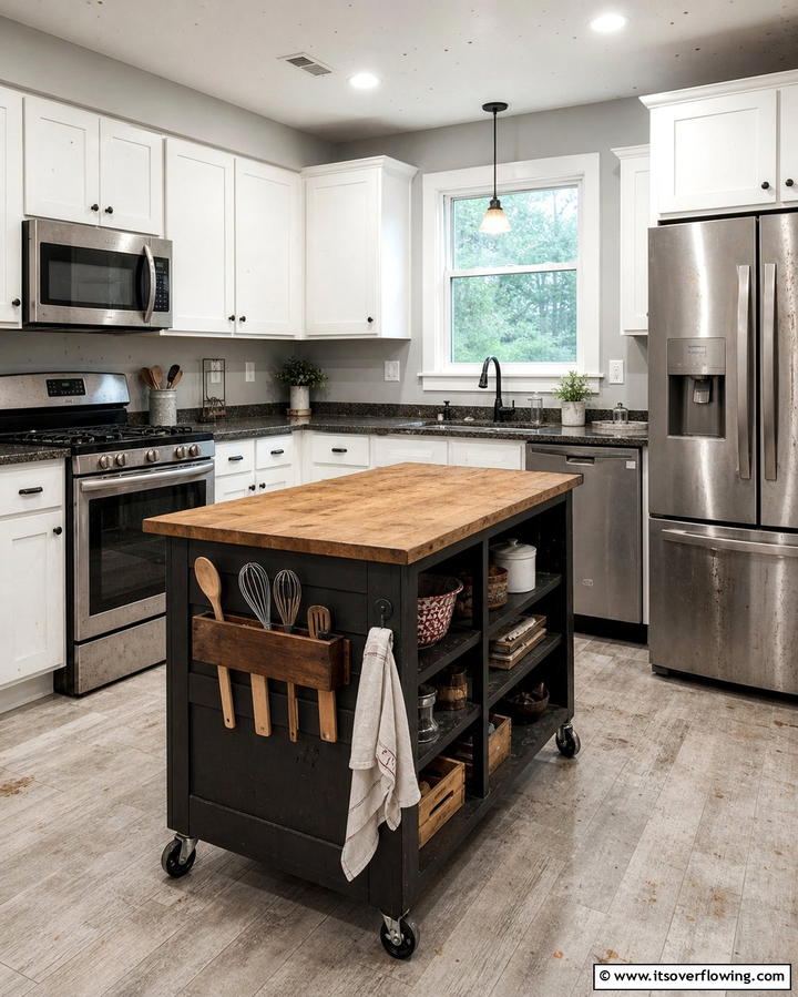 Movable Kitchen Island - 25 Practical Dirty Kitchen Ideas for Efficient Cooking Spaces