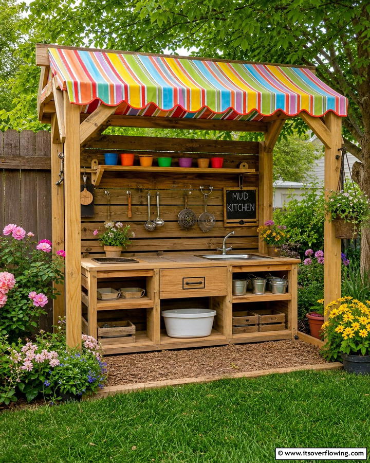 Mud Kitchen with Roof or Canopy - 20 Mud Kitchen Ideas for Outdoor Fun with Kids
