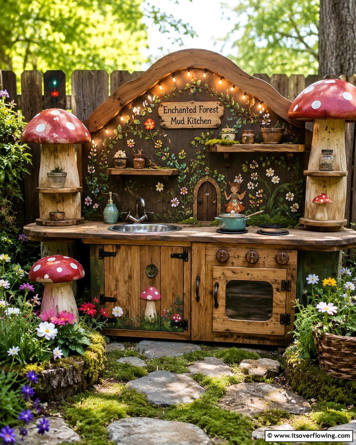 Mud Kitchen with Theme Design - 30 Mud Kitchen Ideas to Inspire Outdoor Kids’ Play