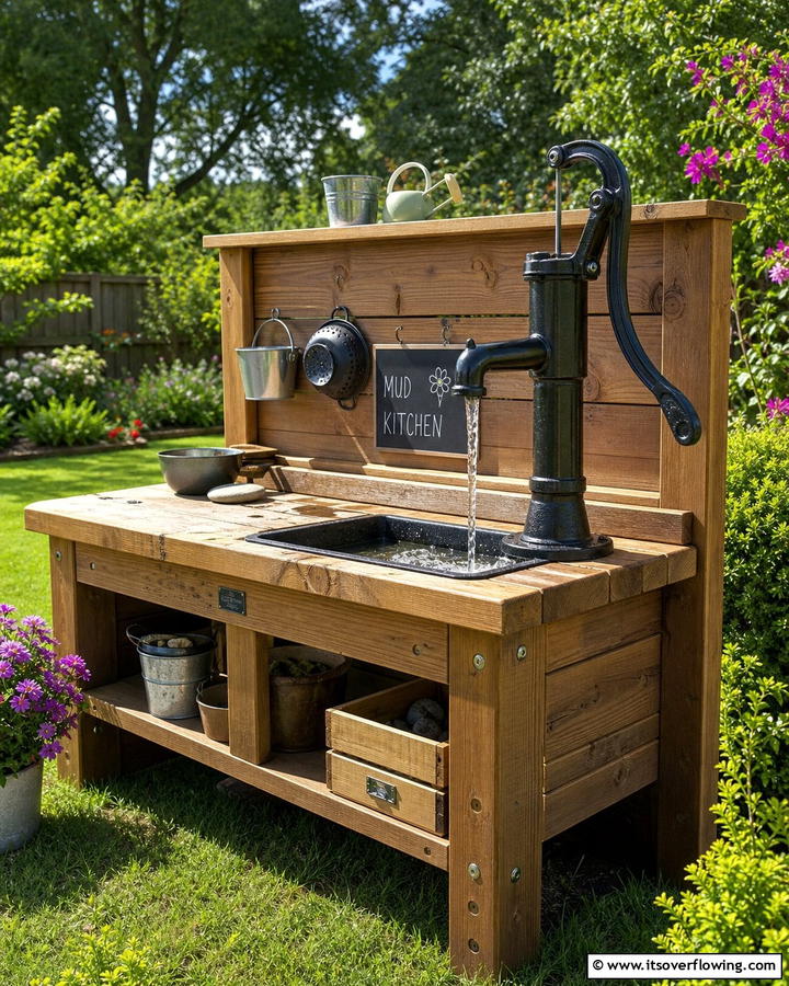 Mud Kitchen with Water Pump - 20 Mud Kitchen Ideas for Outdoor Fun with Kids