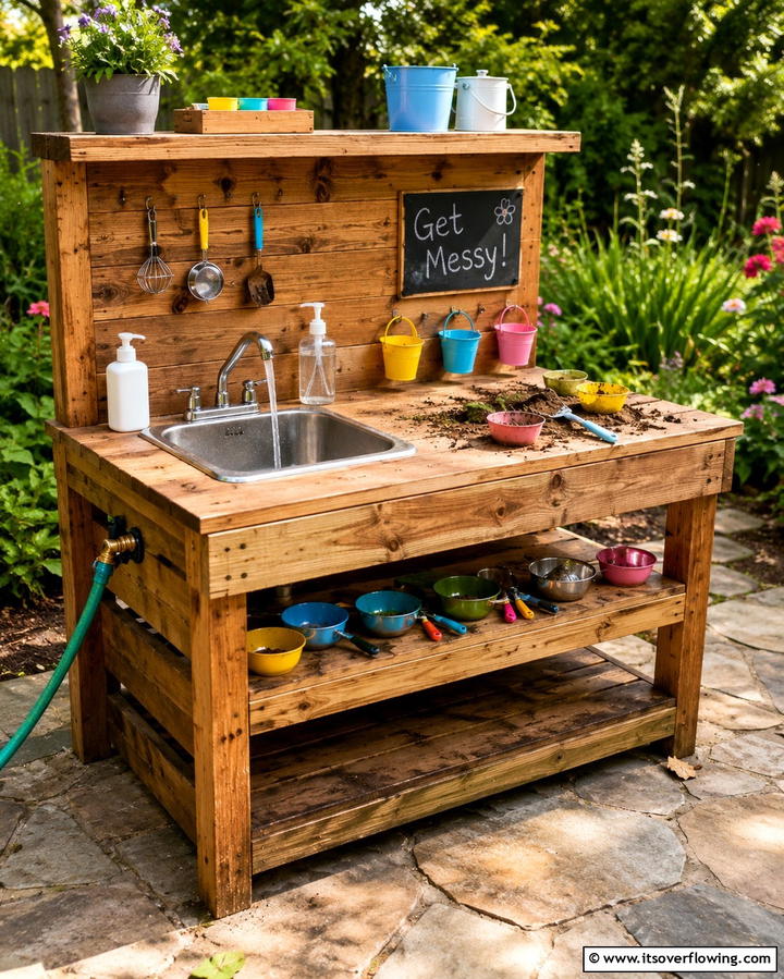 Mud Kitchen with a Sink - 30 Mud Kitchen Ideas to Inspire Outdoor Kids’ Play