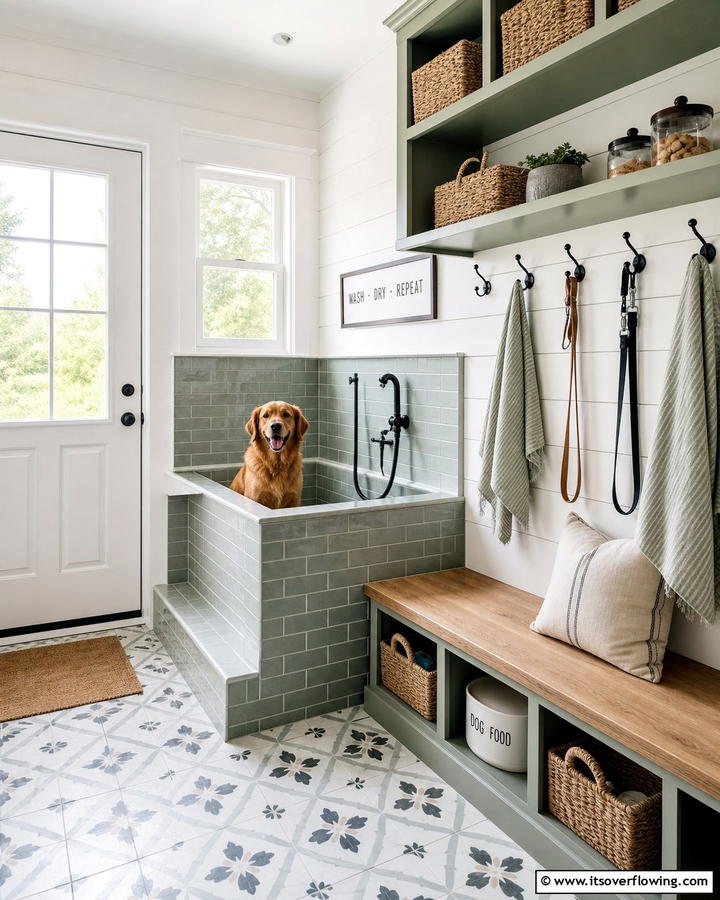Mudroom Dog Wash Setup - 20 Dog Wash Station Ideas for a Clean and Happy Pet