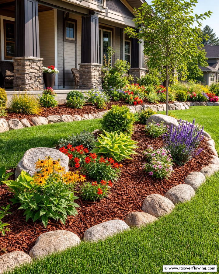 Mulch Enhanced Garden Beds - 21 Front Yard Landscaping Ideas With Rocks and Mulch
