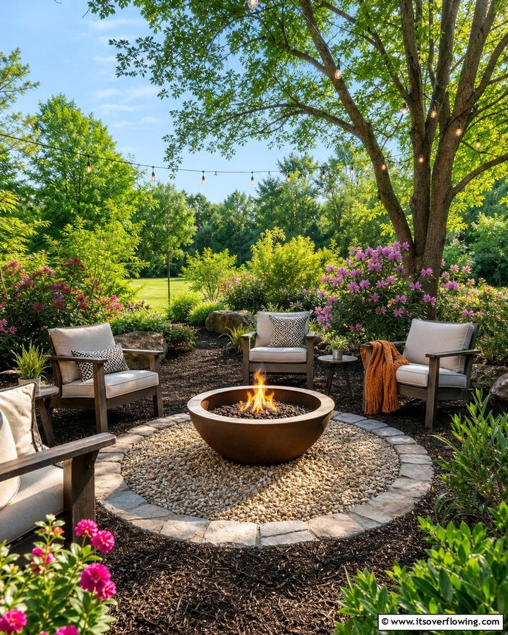 Mulch Patio with Fire Pit - 20 Mulch Patio Ideas for a Low-Maintenance Outdoor Space