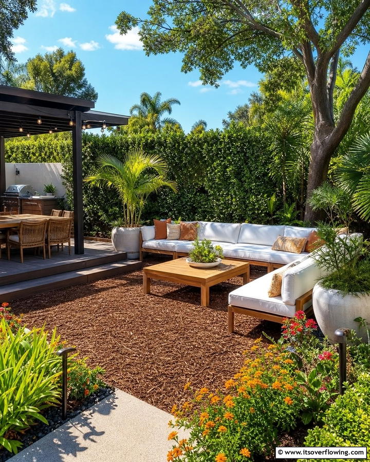 Mulch Patio with Outdoor Furniture - 20 Mulch Patio Ideas for a Low-Maintenance Outdoor Space