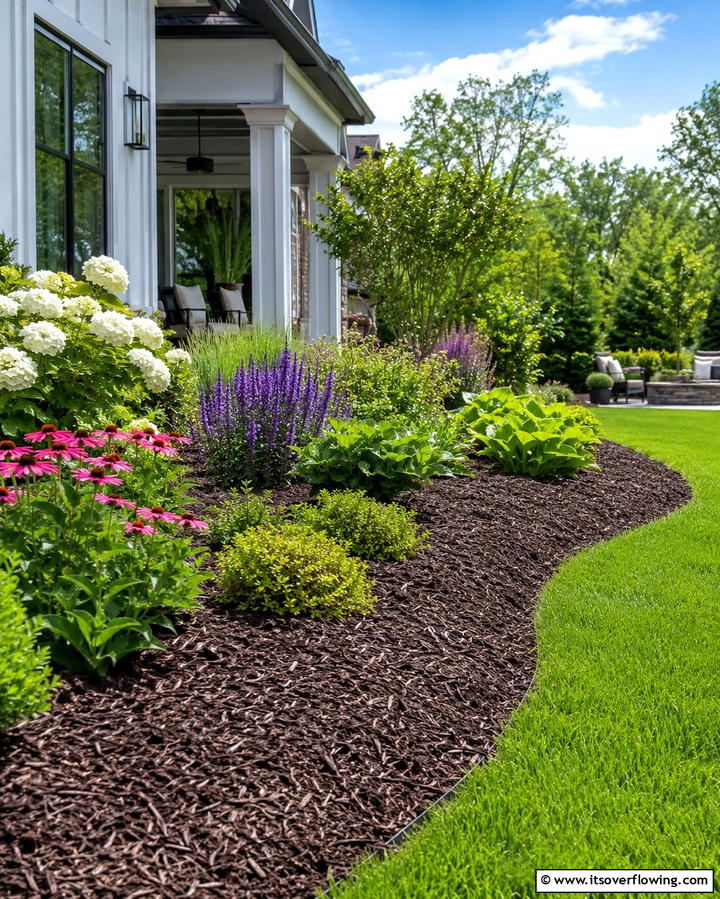 Mulched Garden Beds to Suppress Weeds - 25 Low Maintenance Backyard Landscaping Ideas