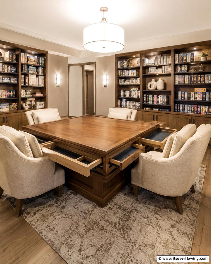 Multi Board Game Station - 25 Luxury Game Room Ideas for the Ultimate Entertainment Space