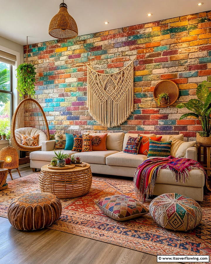 Multi Colored Brick Wallpaper for a Vibrant Effect - 25 Brick Wallpaper Ideas to Transform Your Interior Spaces