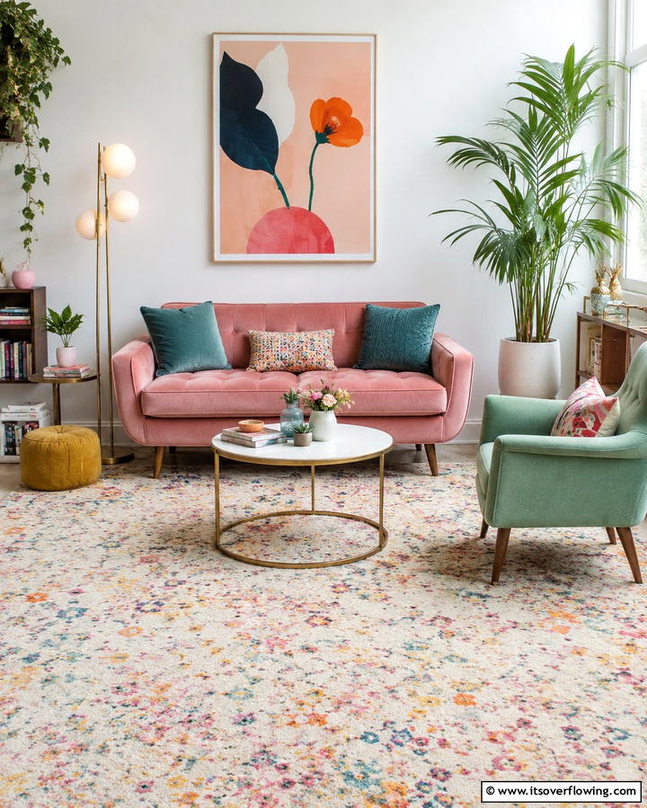 Multi Colored Carpets for a Playful Look - 25 Living Room Carpet Ideas for Cozy Comfort