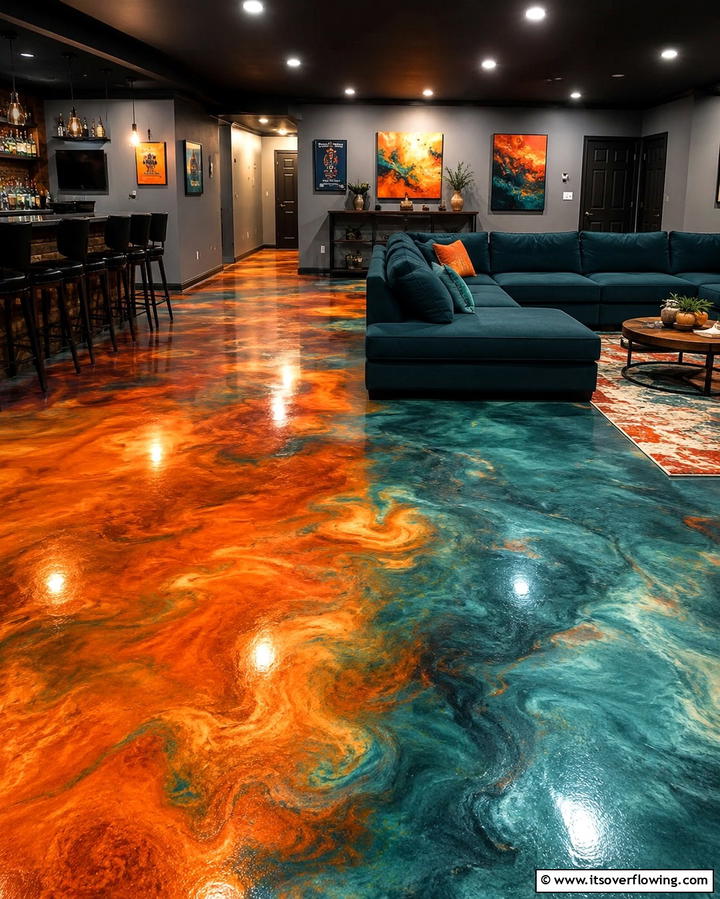 Multi Colored Stained Concrete Floors - 25 Stained Concrete Floors for a Unique Look