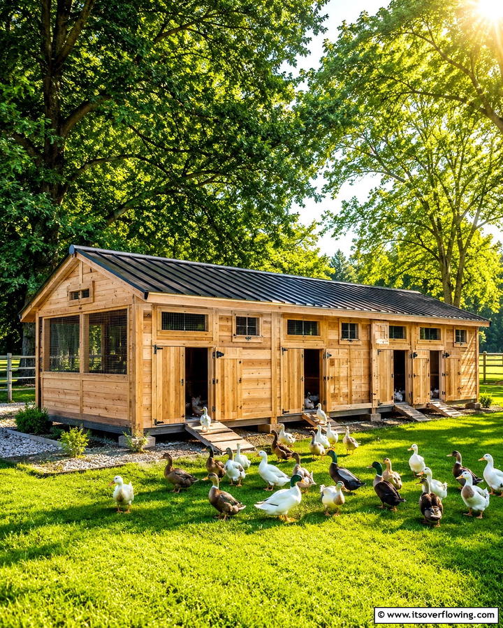 Multi Compartment Duck House for Large Flocks - 25 Duck House Ideas for Your Backyard