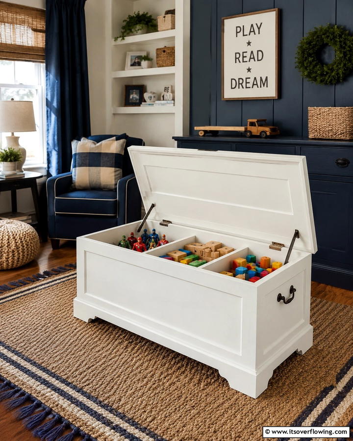 Multi Compartment Toy Chests - 25 Playroom Storage Ideas to Keep Your Kids’ Space Organized