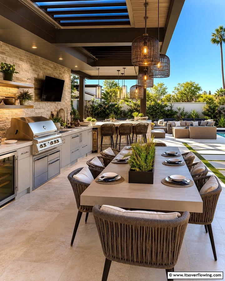 Multi Functional BBQ and Dining Area - 21 BBQ Area Ideas for the Ultimate Outdoor Cooking Experience