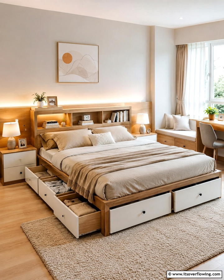 Multi Functional Bed Frames - 25 Smart Bedroom Storage Ideas to Declutter Your Space