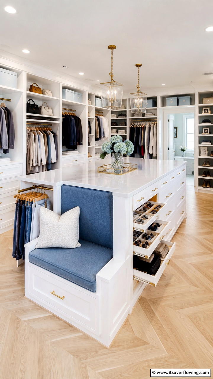 Multi Functional Closet Island - 30 Closet Island Ideas- Luxurious Walk-In Storage Solutions