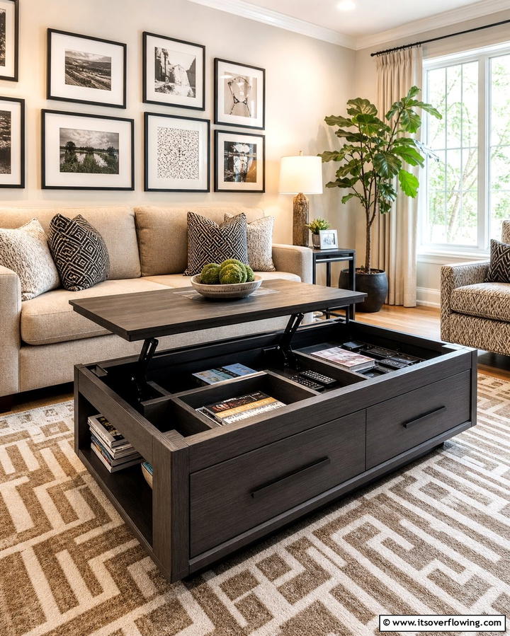 Multi Functional Coffee Table Storage - 30 Living Room Storage Ideas to Declutter Your Space