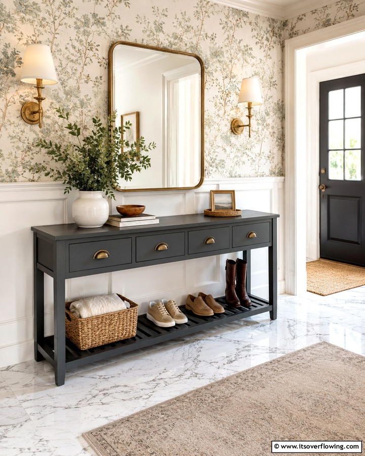Multi Functional Entry Console - 30 Mudroom Storage Ideas for a Clutter-Free Entryway